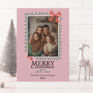 Handritad ram modern rosa God Jul Julkort