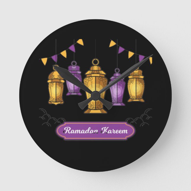 handritad-ramadan-kareem-T-Shirt Nyckelring Rund Klocka (Framsida)