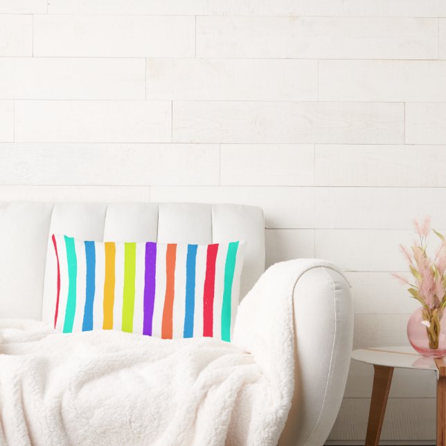 Handritad rand i färg på klarpopkonst lumbarkudde (Soffa)