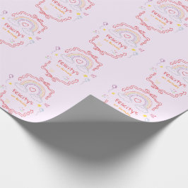 Handritad regnbåge Whimsical födelsedag Presentpapper