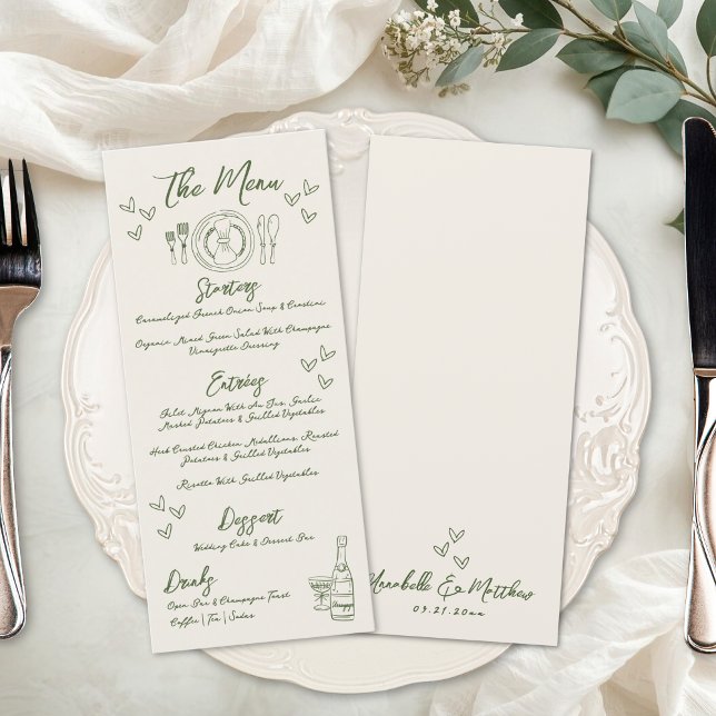 Handritad Retro Bröllop Meny (Hand Drawn Retro Wedding Menu)