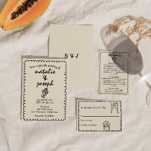 Handritad Retro Funky Unik Excentrisk Bröllop