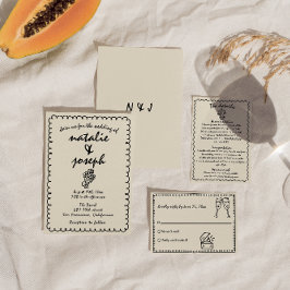 Handritad Retro Funky Unik Excentrisk Bröllop Inbjudningar