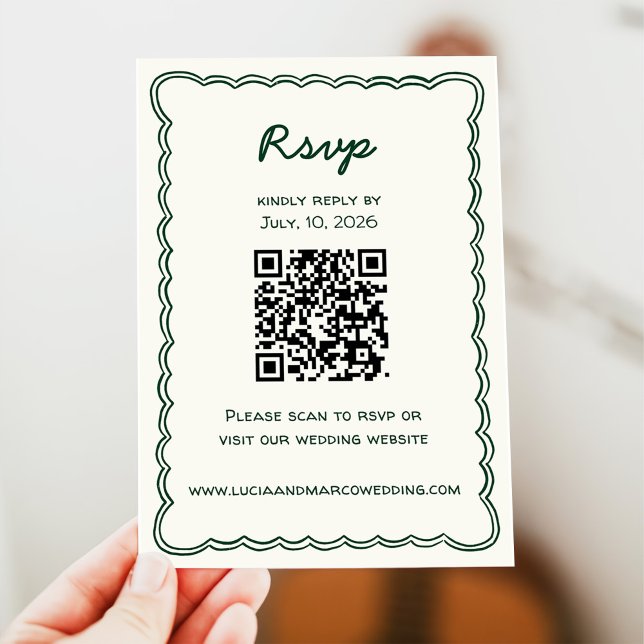 Handritad Retro Grön Handskriven RSVP-kort OSA Kort (Skapare uppladdad)