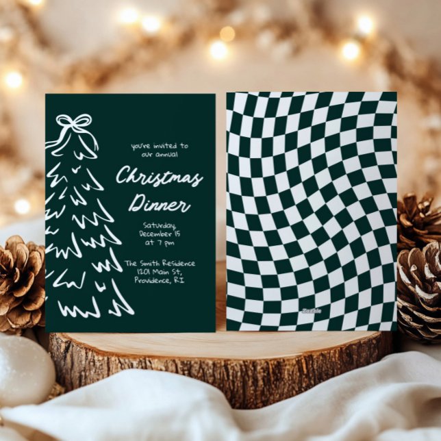 Handritad Retro Jul Festlig Inbjudan (Skapare uppladdad)