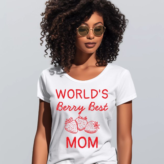 Handritad Röd Jordgubbe Bästa Mamma Mors Dag T Shirt (Skapare uppladdad)