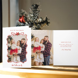 Handritad röd julfoto Ram Helgkort