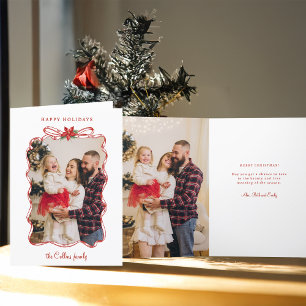 Handritad röd julfoto Ram Helgkort