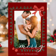 Handritad röd och grön God Jul