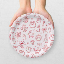 Handritad Röd Rosa Santa Baby Holiday Baby Shower