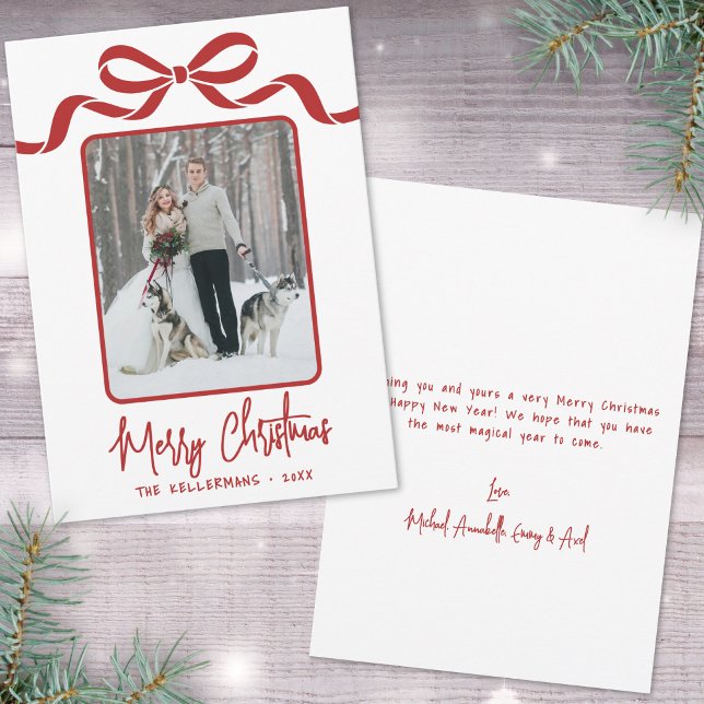 Handritad Röd Whimsisk Jul Julkort (Hand Drawn Red Whimsical Christmas Holiday Card)