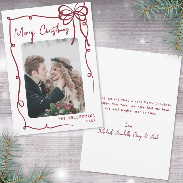 Handritad Röd Whimsisk Jul Julkort (Hand Drawn Red Whimsical Christmas Holiday Card)