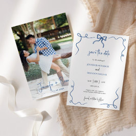Handritad rolig fransk Save the Date Foto Inbjudningar