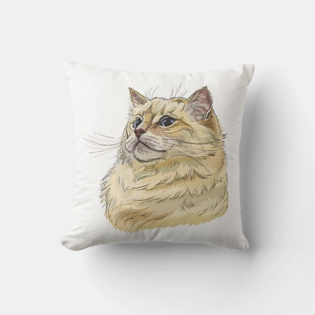 Handritad rolig och fluffig Ragdoll katt Kudde (Framsida)