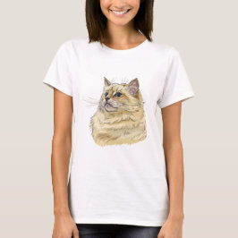 Handritad rolig och fluffig Ragdoll katt T Shirt