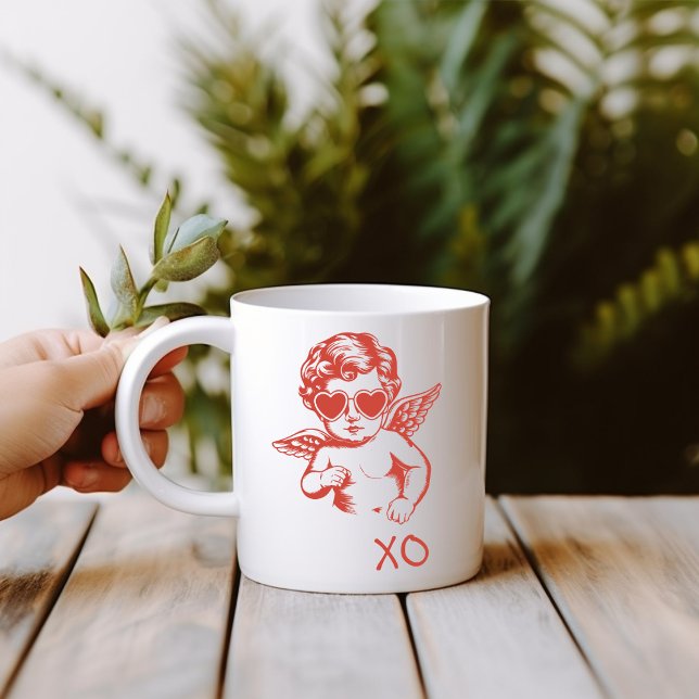 Handritad Rolig Romantisk Cupid XO Alla Hjärtans D Mugg (Skapare uppladdad)