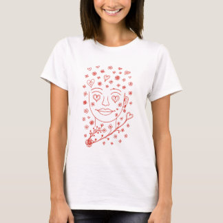Handritad romantisk linjeillustration t shirt