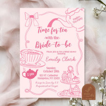 Handritad Rosa Dags för Tebröllopsfest