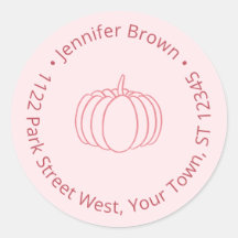 Handritad rosa pumpa baby shower returadress