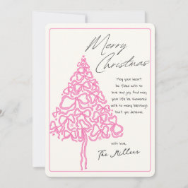 Handritad Rosa Slinga Julgran God Jul Julkort