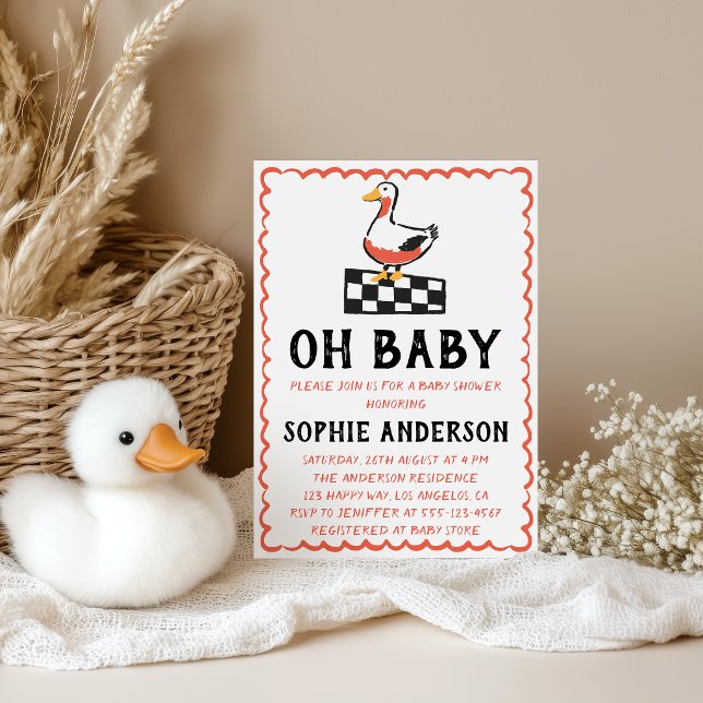 Handritad Rustik Gås Åh Baby Shower Inbjudningar (Skapare uppladdad)