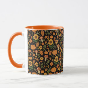 Handritad Rustik Höst Mönster Kaffe Mugg