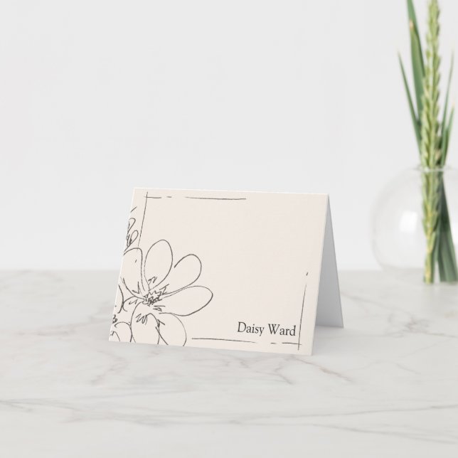 Handritad Rustik Vildblomma Personlig Crème Anteckningskort (Framsida)