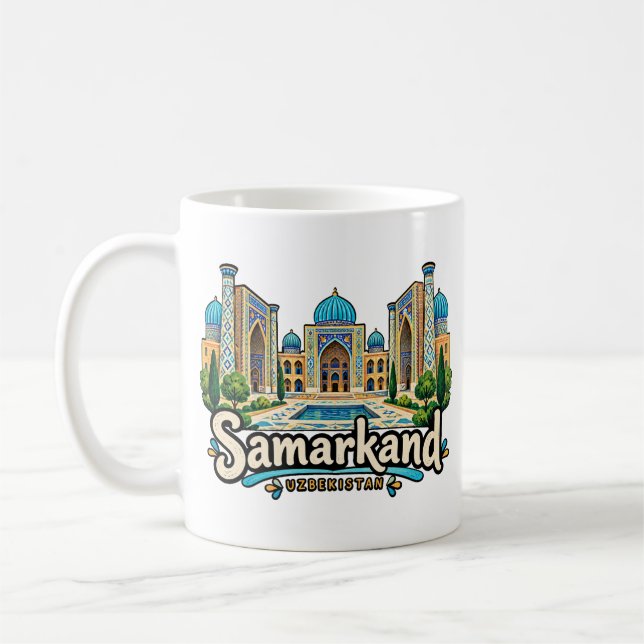 Handritad Samarkand Uzbekistan Reskonst Kaffemugg (Vänster)