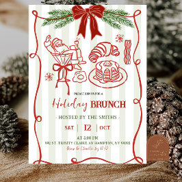 Handritad Santa Klotter Jul Holiday Brunch Inbjudningar