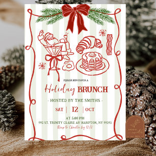 Handritad Santa Klotter Jul Holiday Brunch Inbjudningar
