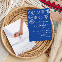 Handritad 'Sea you soon', under havet baby shower Inbjudningar