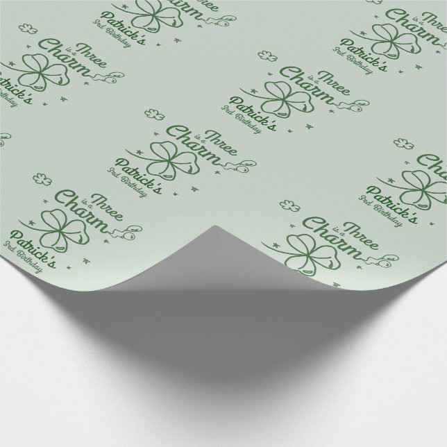 Handritad Shamrock Födelsedag Alla Åldrar Presentpapper (Hörn)