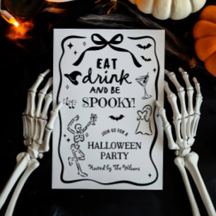 Handritad Skelett Spöklik Halloween Inbjudningar