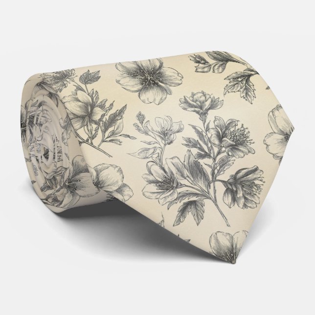 Handritad skiss blomster mönster slips (Rullad)
