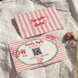 Handritad Skriven Excentrisk Ram QR-kod Bröllop OSA Kort