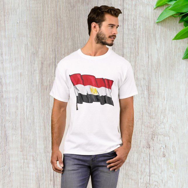 Handritad slitad egyptisk flagga t shirt (Skapare uppladdad)