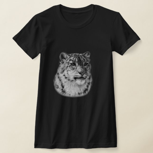 Handritad Snö Leopard T Shirt (Laydown)
