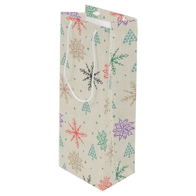 Handritad Snöflingor Julgranar Multifärgad (Framsidan Vinklad)