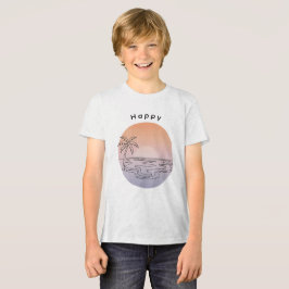 Handritad Solnedgångsstrand T-Shirt för Pojkar
