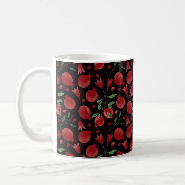 Handritad sömlös mönster av granatäpplen kaffemugg (Vänster)