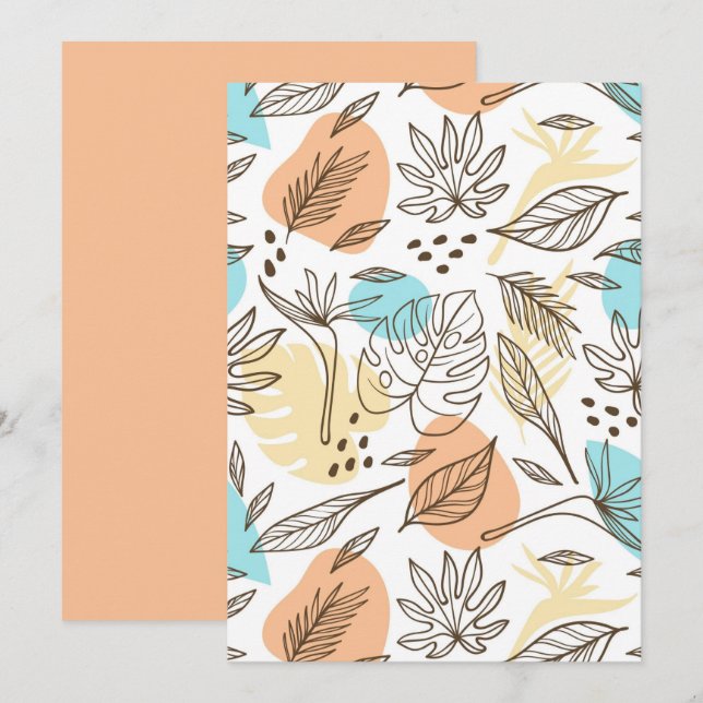 Handritad sommar tropiskt mönster inbjudningar (Fram/baksida)