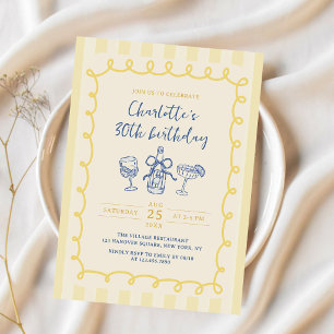 Handritad sommar vuxen 30-årsdag inbjudningar