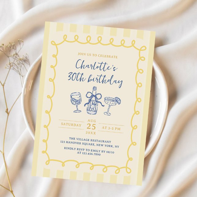 Handritad sommar vuxen 30-årsdag inbjudningar (Skapare uppladdad)