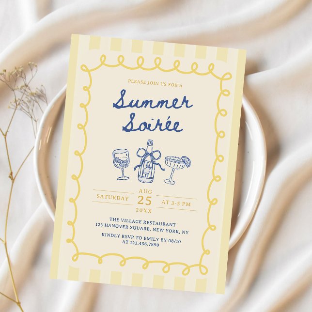 Handritad Sommarsoaré Dryckes Cocktailfest Inbjudningar (Skapare uppladdad)