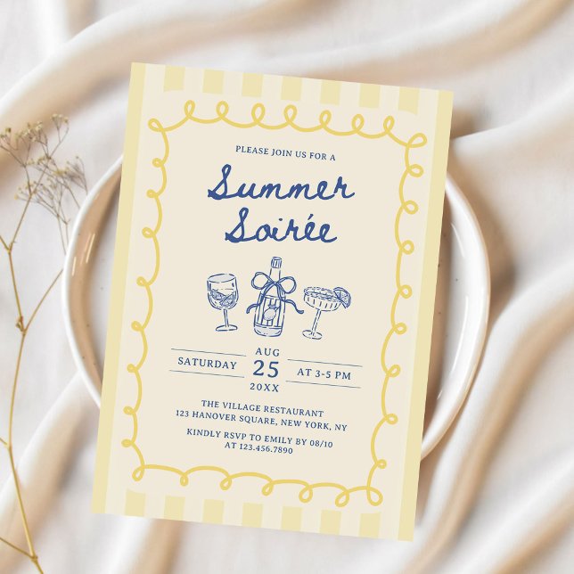 Handritad Sommarsoaré Dryckes Cocktailfest Inbjudningar (Skapare uppladdad)