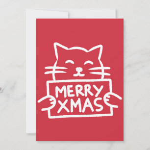 Handritad söt katt God Jul Julkort