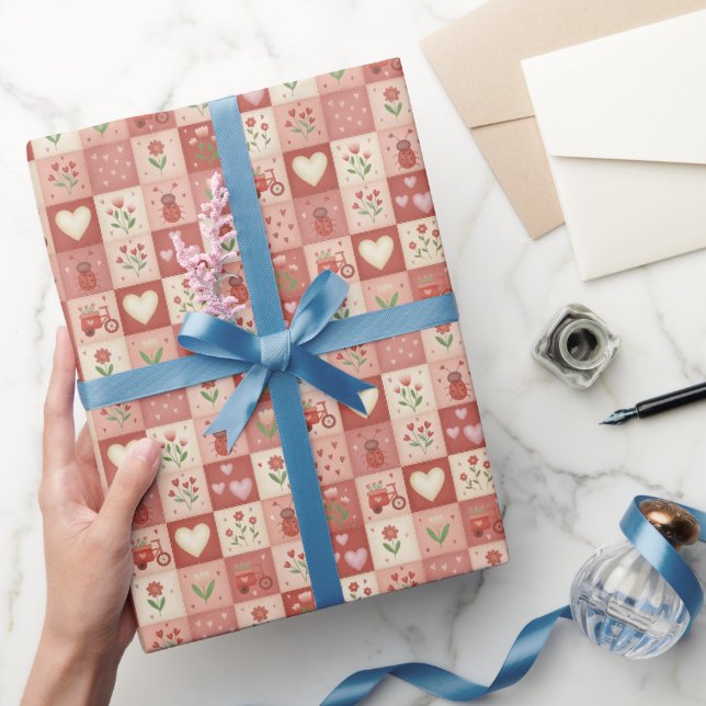 Handritad Söt Patchwork - Rullande Presentationspa Presentpapper (Gifting)