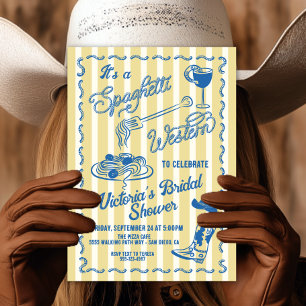 Handritad Spaghetti Western Italiensk Cowboypasta Inbjudningar