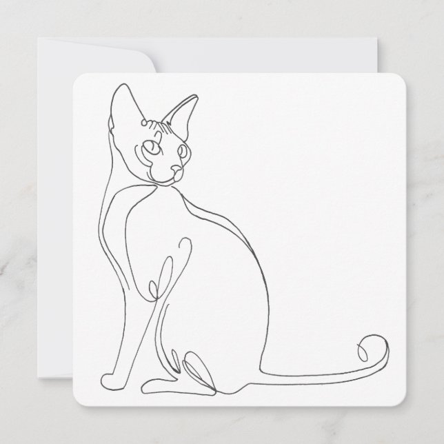 Handritad Sphynx Katt Minimalistisk Design Inbjudningar (Framsida)