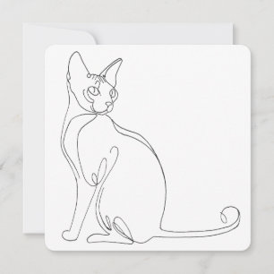 Handritad Sphynx Katt Minimalistisk Design Inbjudningar
